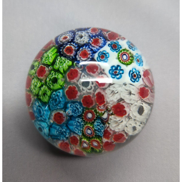 Perthshire Other - Vintage Murano Style Millefiori Canes Art Glass Paperweight 2.25" Diameter